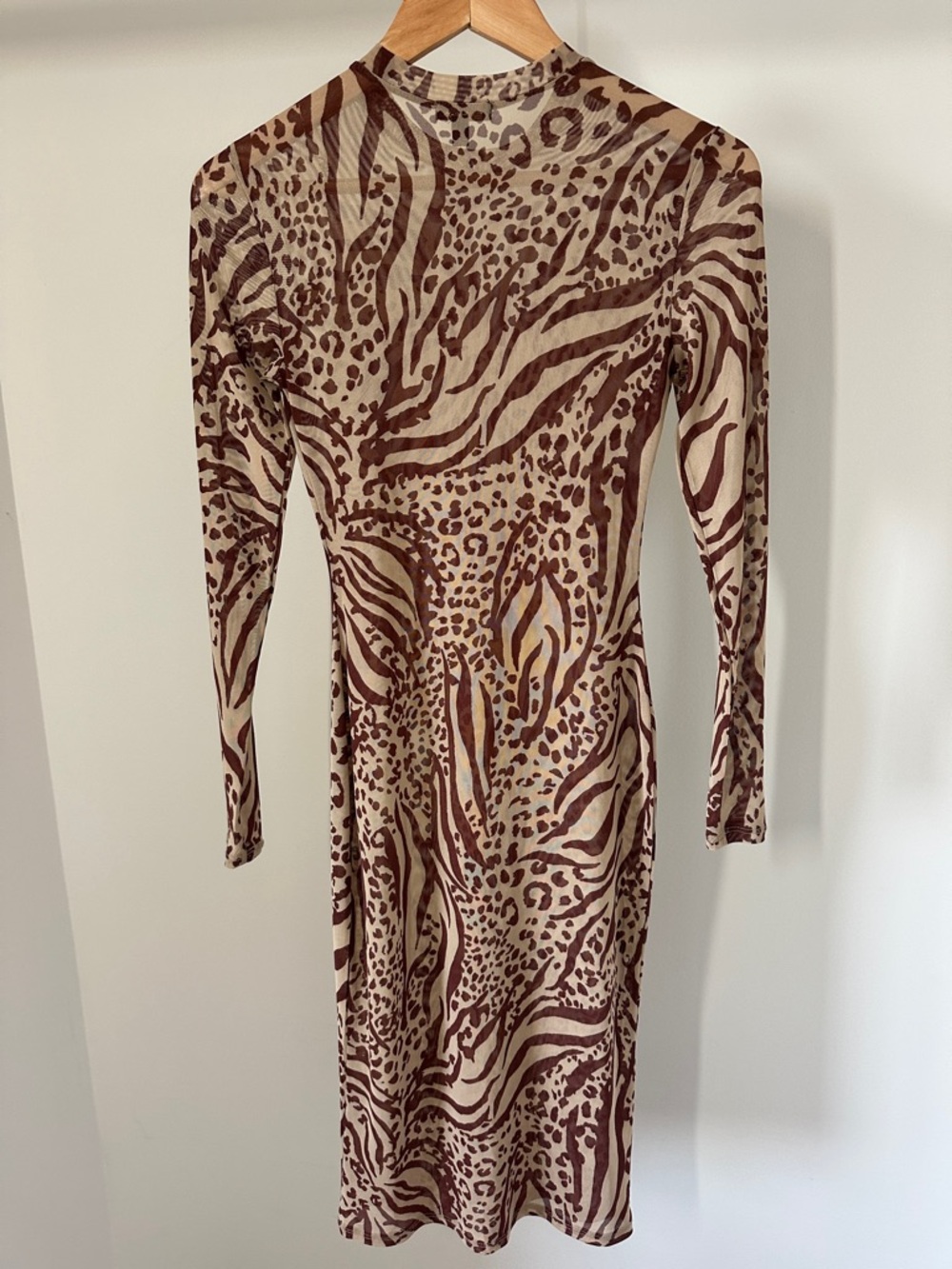 AFRM Shailene Sheer Dress in Taupe Animal XS - Picture 6 of 7
